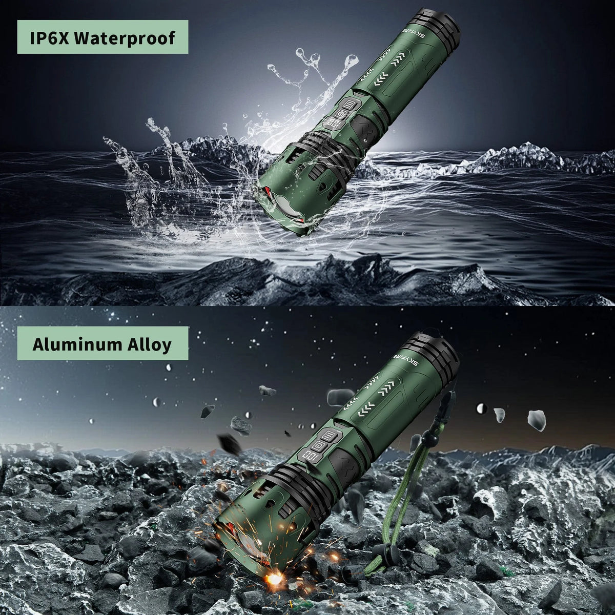 SKYFIRE 2011 Rechargeable Flashlight with Camping Light