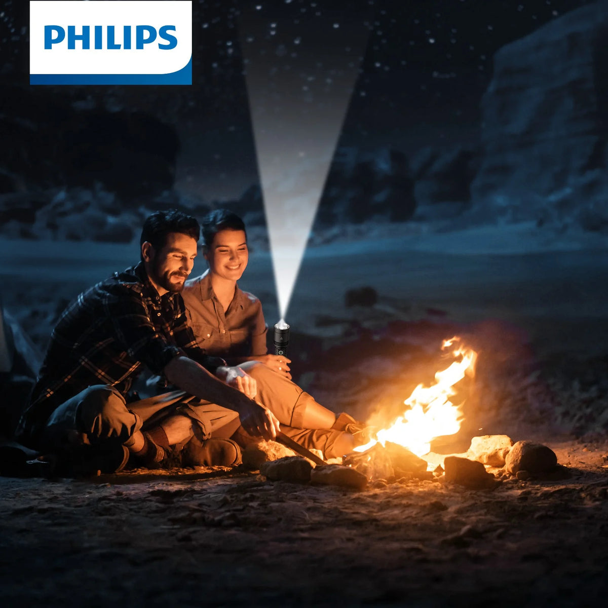 SKYFIRE X PHILIPS 5158 Rechargeable Flashlight with Camping Light