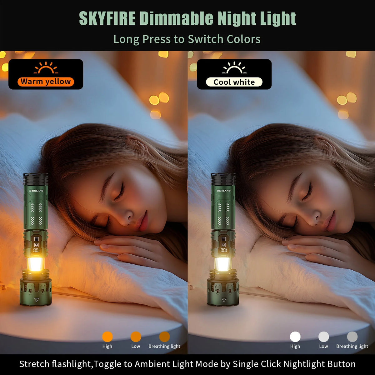 SKYFIRE 2011 Rechargeable Flashlight with Camping Light