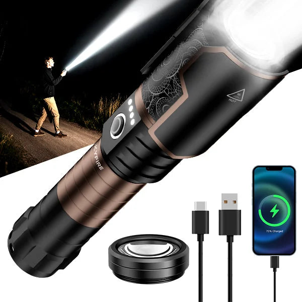 SkyFire 2025 2,100-Lumen Rechargeable Outdoor Flashlight