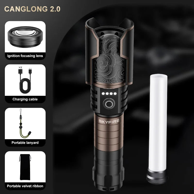 SkyFire 2025 2,100-Lumen Rechargeable Outdoor Flashlight