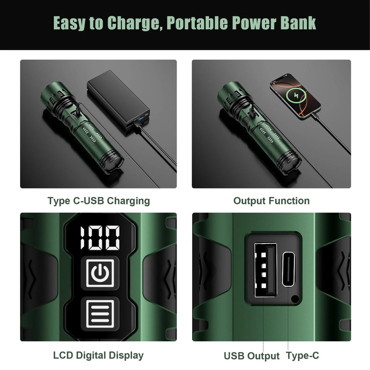 SKYFIRE 2011 Rechargeable Flashlight with Camping Light
