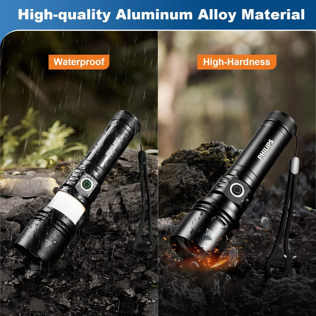 SKYFIRE X PHILIPS 5158 Rechargeable Flashlight with Camping Light
