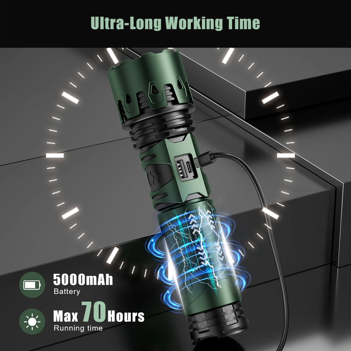 SKYFIRE 2011 Rechargeable Flashlight with Camping Light