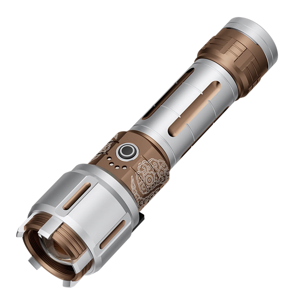 SKYFIRE 2503 2100-lumen rechargeable LED flashlight with adjustable focus and built-in camping light#Color_write