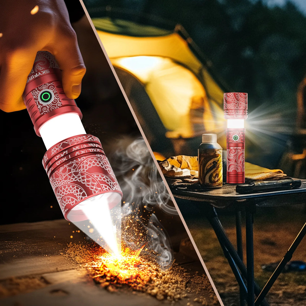 SkyFire SF-2015 Rechargeable Long-Range Flashlight with Camping Light