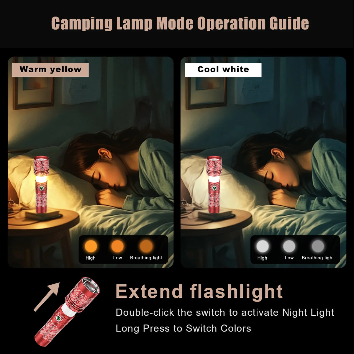 SkyFire SF-2015 Rechargeable Long-Range Flashlight with Camping Light