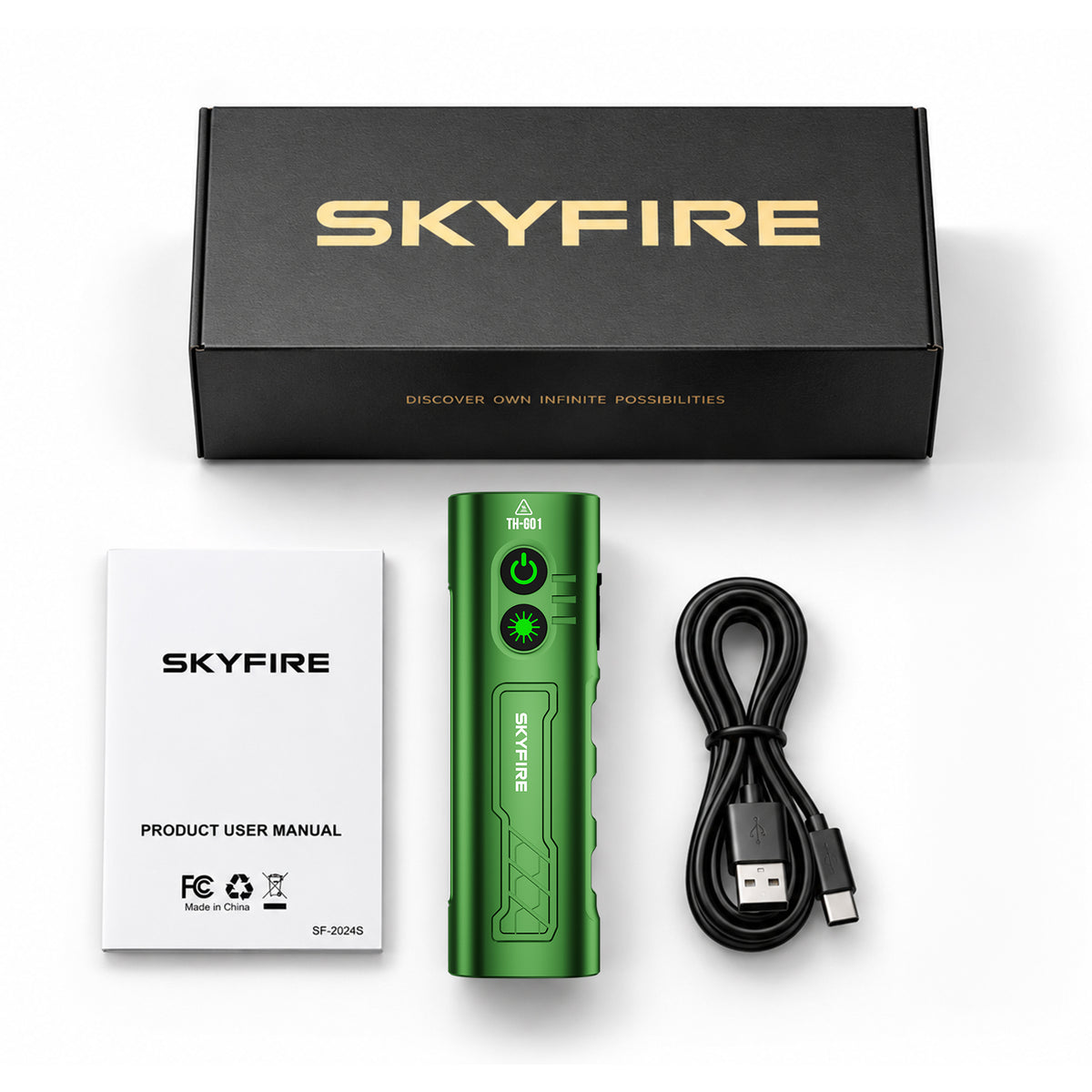Skyfire EDC Flashlight 1500 Lumens UV Black Laser Flat Unibody Light#Color_Green