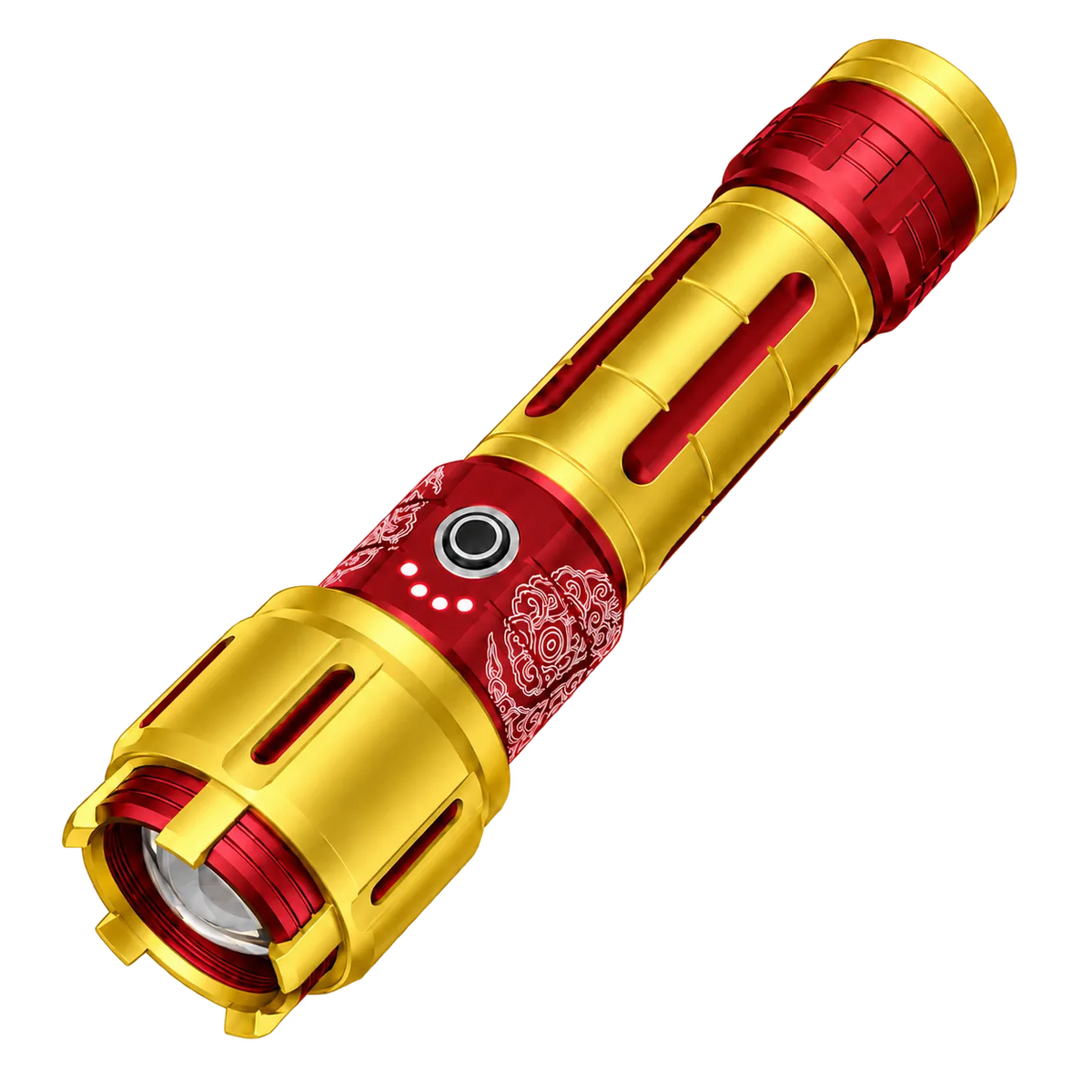 SKYFIRE 2503 2100-lumen rechargeable LED flashlight with adjustable focus and built-in camping light#Color_red Dual Battery