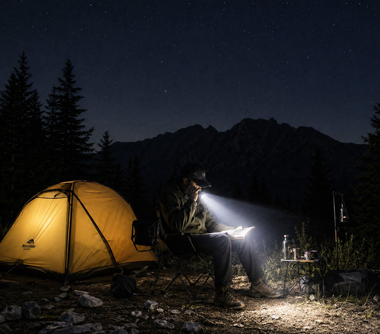 Illuminate your campsite and adjust the beam to check nearby paths.